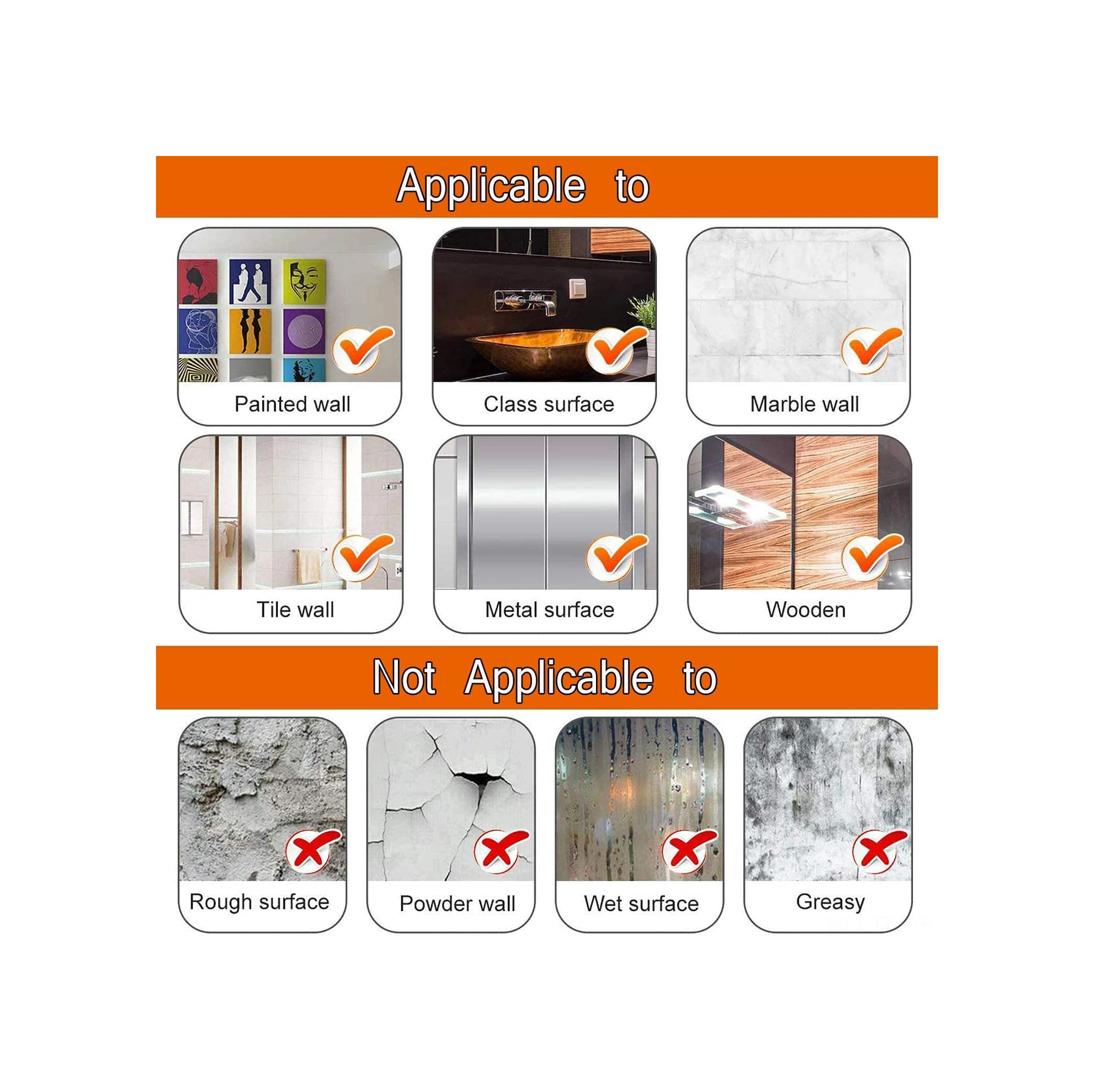 Dianziye Otomatik Yapışkan Silikon Çok Amaçlı Duvar Demiri 6 Adet - Siyah/beyaz - Düz Yüzeyler İçin Siyah