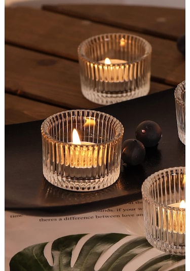Eva 2 Adet Cam Tealight Mumluk Sunumluk