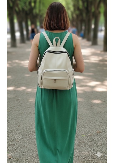 Newish Polo Donna Model Sırt Çantası-yıkama Suni Deri Beyaz