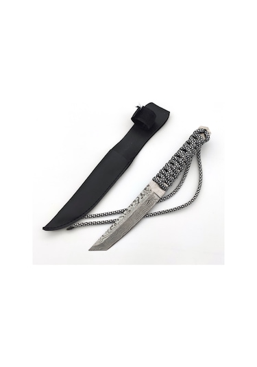 Valkyrie Aus 5a Outdoor Paracordlu Kamp Bıçağı Beyaz - Siyah