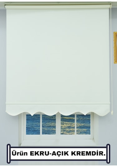 Kalın Keten Stor Zebra Güneşlik Perde Etekli Alüminyum Kasa & Boru, Ithal Kumaş Ekru