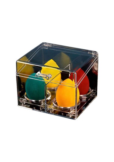 Neevoyu Açık Kapaklı Akrilik Makyaj Malzemeleri Depolama Kutusu - Pamuk, Makyaj Spons, Tırnak Furuğu İçin Bölmeli, Toz Ve Nem Koruma, Masaüstü Organizer Diğer