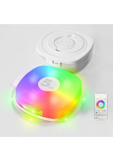 Sones 5m Rgb Kamp Işık Dizisi Led Ortam Gece Işığı Akıllı App Kontrolü Taşınabilir Açık Çadır Dekoratif Lambası Beyaz Çok Renkli