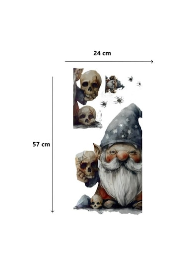 Gotik Cüce Ve Kafatası Halloween Duvar Sticker Seti