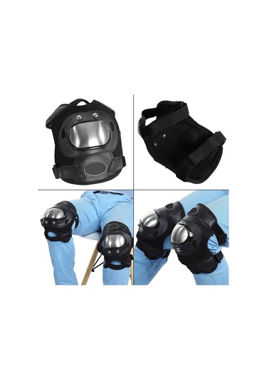 Lemestar Motosiklet Off-road Çelik Diz Koruyucu 2 Adet - Halka Açık, Ergonomik Tasarım, Hızlı Kaldırma Kayışı, Logo'lu Teslimat