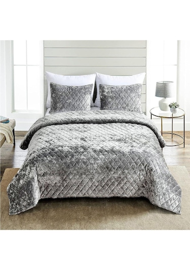 Evlen Home Kapitone Kadife Yatak Örtüsü Seti Tek Kişilik Supersoft 2 Parça Yumuşak Elyaf Dolgulu