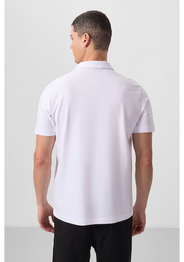 Tommy Life Beyaz Basic Göğüs Logolu Standart Kalıp Triko Polo Yaka Erkek T-shirt - 87768 Beyaz