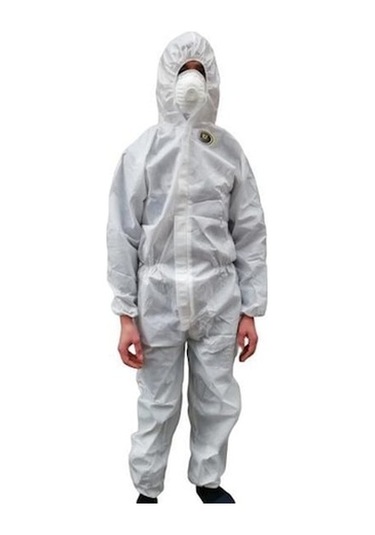 Kapüşonlu Fermuarlı Antibakteriyel Koruyucu Tulum 5 Adet Beyaz