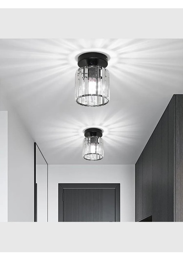 Yonlux Avize Kristal Tavan Lambası, Ampul E27, Siyah 463000317 Siyah