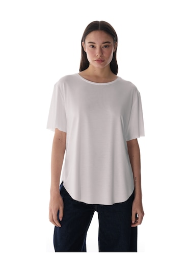 Penti Beyaz Bisiklet Yaka Oversize Modal T-Shirt