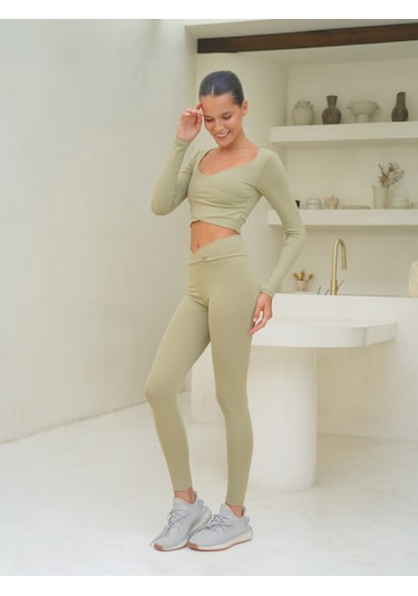 Gaia Çapraz Detay Uzun Soft Haki Tayt Haki
