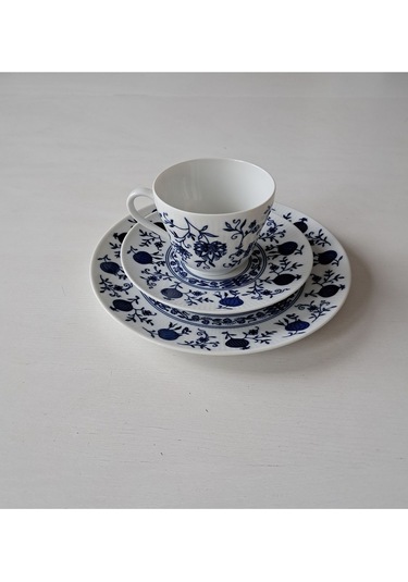 Seltman Weiden Bavaria Antika 3 Parça Çay Fincanı Lacivert Lacivert