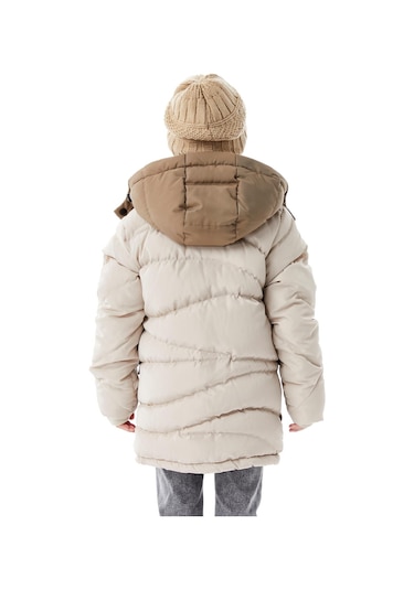 Benitto Kids Erkek Çocuk Kapüşonlu Kalın Kışlık Mont 51335 Bej