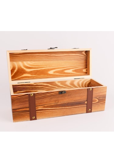 Perlotus Ahşap Retro Derili Sandık Şarap Zeytinyağı Kutusu