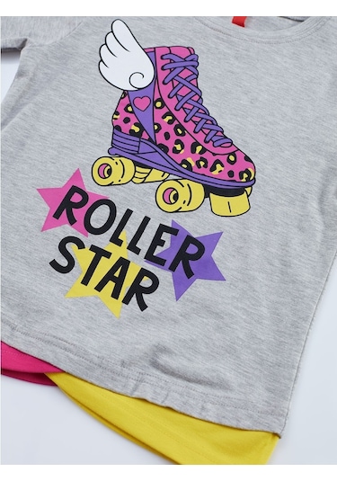 Denokids Mushi Roller Star Kız Pantolon Takım Çok Renkli