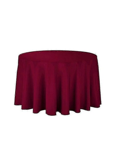 Düğün İçin Düz Renk Masa Örtüsü Yuvarlak Polyester Dayanıklı Masa Örtüsü Çap 180cm Şarap Kırmızısı Diğer