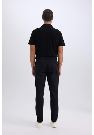 Defacto Pamuk Yazlık Beli Bağcıklı Cepli Düz Paça  Jogger Chino Pantolon - Siyah Z9933AZ25SPBK81