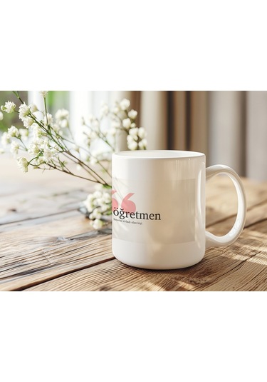 Öğretmen Tanımı Kupa Bardak Sınırsız Evladı Olan Kişi Yazılı Minimal Öğretmenler Günü Kupası Beyaz