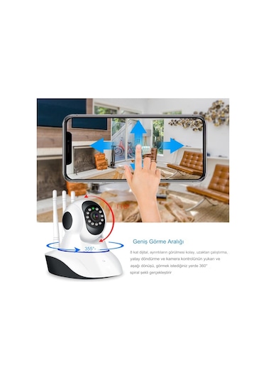 Qasul Hd 1080p Gece Görüşü 360 Açı Ayarlanabilir Güvenlik Kamera