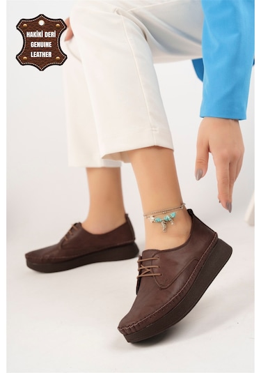 Elit Mn83c Kadın Hakiki Deri Espadril Kahverengi Kahverengi