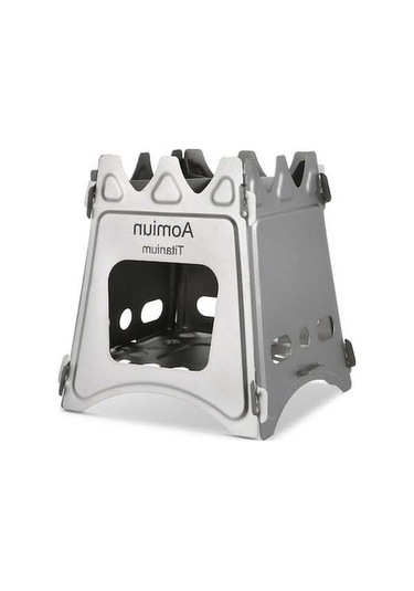 Pazly Vkemall Aomiun Katlanır Kamp Pişirme Sobası, Kompakt, Odun Yakmalı, Piknik İçin, Paslanmaz Çelik Gümüş