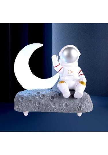 Homyl Ay Işığı Astronot Bluetooth Hoparlör Gümüş-grisi