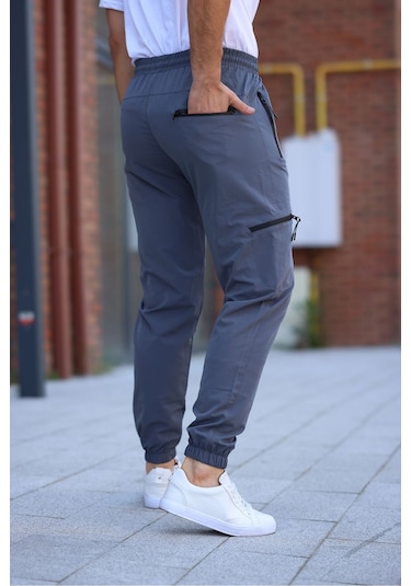 Erkek Gri Eşofman Altı Kaliteli Paraşüt Kumaş Gri