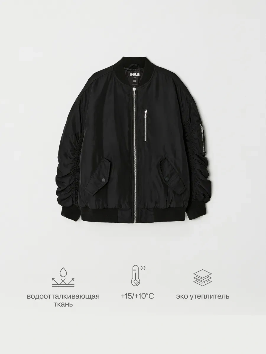 Sela Oversize Demi-sezon Overlapped Bomber Ceket 307403630 Siyah