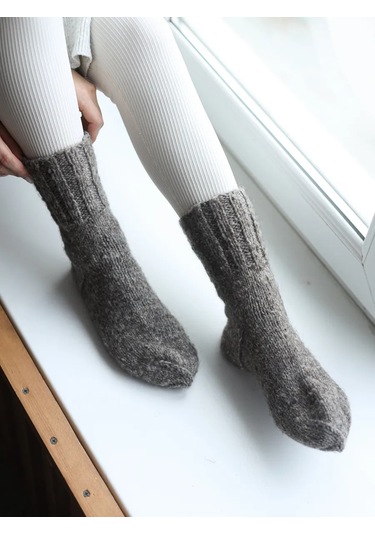 Vazanyj Rynok Yünlü Çoraplar Örülmüş 283956614 Koyu Gri