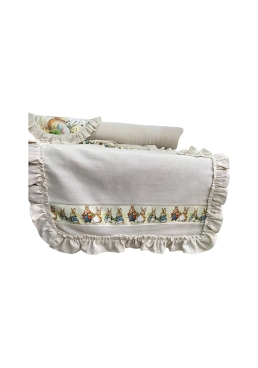 Keten, Bohem, Fırfırlı, Vintage, 4 Adet Yuvarlak Amerikan Servis