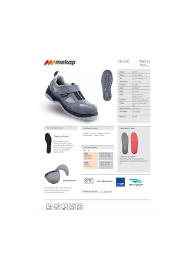 Mekap İş Ayakkabısı Gri