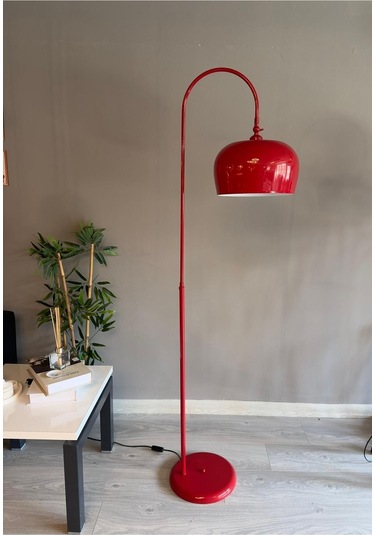 Kırmızı Lambader Hareketli Başlık Modern Dekoratif Metal Oturma Odası Çalışma Odası Zemin Lambası 6940 Kırmızı