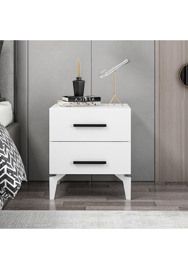 Kale Ayaklı Komodin 2ç - Beyaz