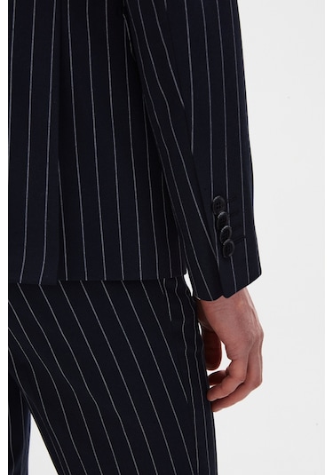 Ds Damat Regular Fit Lacivert Çizgili Kruvaze Takim Elbise 4hf05ort01588 Lacivert