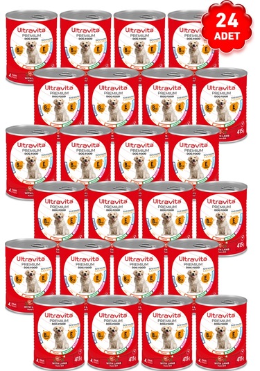 Ultravita Premium Yüksek Proteinli Kuzulu Konserve Yetişkin Köpek Maması 24 x 415 G