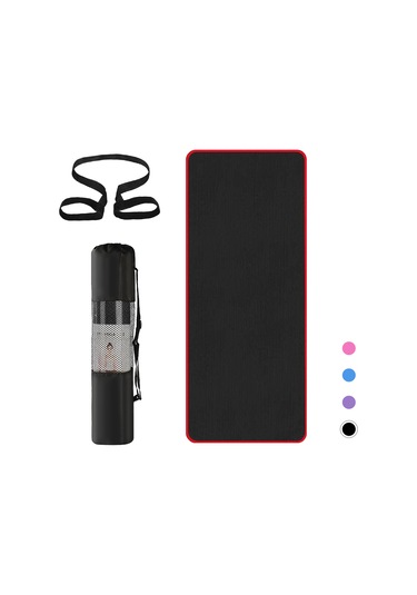 Ranyeek Sıçramaz Dikişli Yoga Mat 183x61x1cm: Kaymaz Yüzey, Omuz-diz Koruma, Taşıma Askısı Ve Ağıllı Çanta İle Siyah Çok Renkli