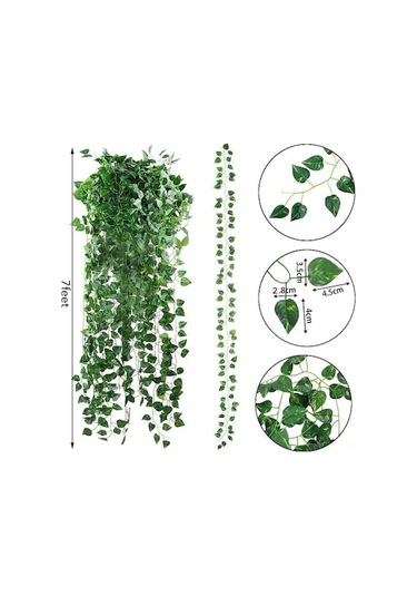 Didadodo 1m Asma Yapay Bitki 2'li Set - Ev Ofis Dekorasyon İçin Dayanıklı Ve Şık Duvar Sarmaşığı Yeşil, Küçük Boy Yeşil