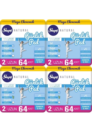 Sleepy Natural Günlük Ped Uzun 256 Adet Mega
