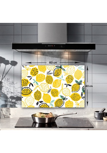 Decorita Sarı Limonlar | Cam Ocak Arkası| 40cm X 60cm