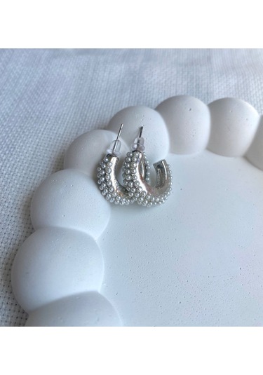 Kadın Küpe Minik Ful İnci Kesik Halka Küpe 001