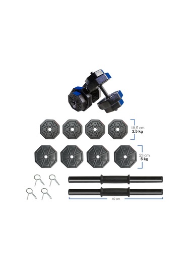 Tan Spor Dambıl Halter Ağırlık Kısa Bar Set 30 KG