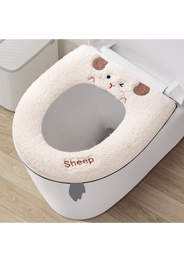 Ev Tipi Tuvalet Dört Mevsim Üniversal Klozet Kapağı Su Geçirmez Kapak Tuvalet Halkası Sevimli Koyun - Beyaz Beyaz