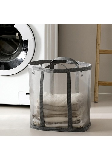 Pazly Suntek Gri Katlanır Çamaşır Sepeti - Basit Ve Pratik Kirli Çamaşır Deposu Diğer