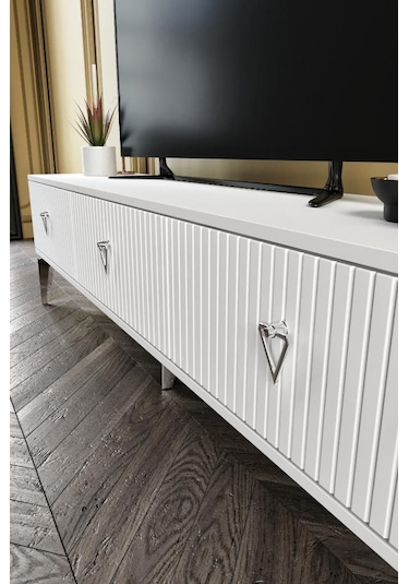 150 CM ZEUGMA MDF MEBRAN KAPAK BEYAZ GÜMÜŞ