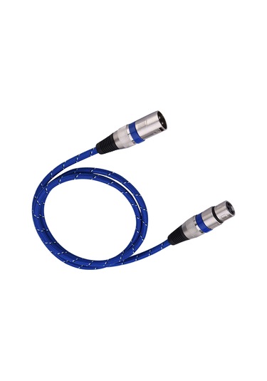 Lemestar Mikrofon Ses Kablosu: Xlr Erkekden Dişeye, 3 Pin Denge, Nilon Örgü, Dayanıklı Mavi, 1 Metre Amfi, Mikser, Sahne Ses