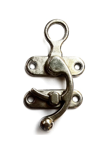 Kancalı Yay Gözü, Ahşap Kutu Klipsi - Büyük, Nikel, 1 Adet