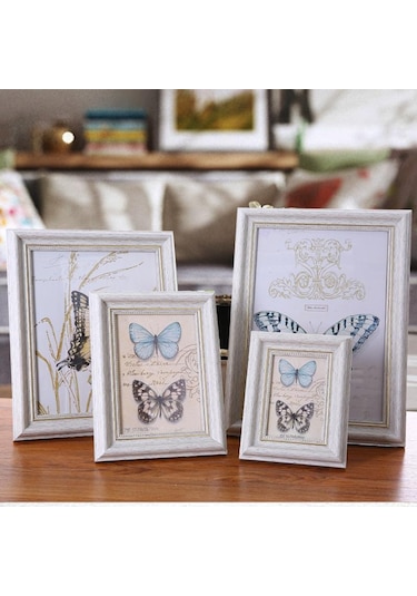 Beyaz 1 Adet Avrupa Tarzı Reçine Fotoğraf Çerçevesi Dikdörtgen Resim Çerçeveleri Oturma Odası Masa Üstü Süsleme Ev Dekorasyon Square 9.9cm X 9.9cm