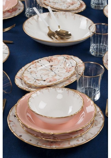 Acar Mari Gold 6 Kişilik 29 Parça Porselen Yemek Takımı Altın