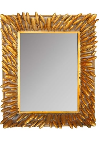 Vitale Kabuklu Model Dikdörtgen Ayna Gold Ak.Df0073 Sarı