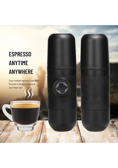Honeybeeshop Manuel Espresso Makinesi Elektriksiz Taşınabilir Kamp Seyahat İçin Siyah Siyah
